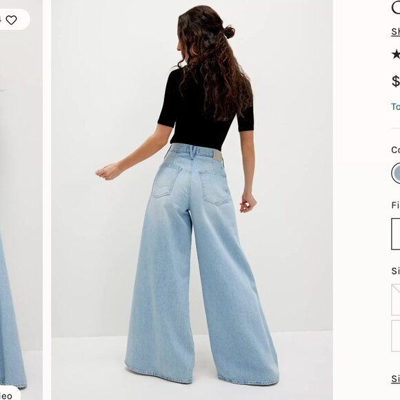 Brand New Free People We the People CRVY Pacifica Wide-Leg Jeans sz 34 - Picture 2 of 7